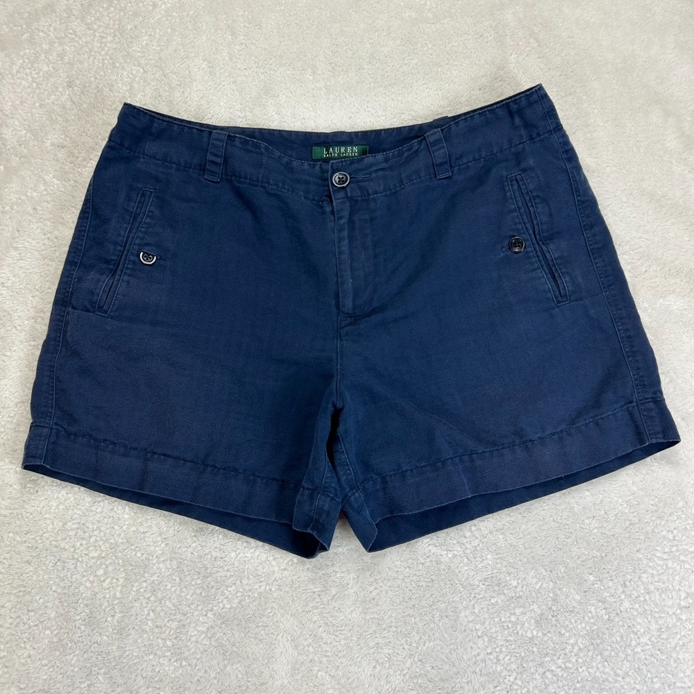 Lauren‎ Ralph Lauren Chino Shorts Womens 10 Navy Mid Rise Breathable Lightweight